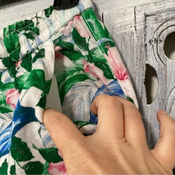 NEW Tommy Bahama White Colorful Tropical Floral Linen Wide Leg Pants - Picture 4 of 7